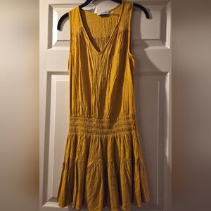 Ramy Brook Mustard Lined For Midi Dress V Neck Sleeveless M